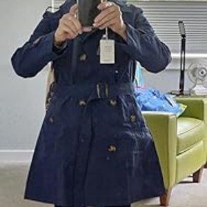 Women's Double Breasted Trench Coats Mid-Length Belted Overcoat Long Dress Jacke